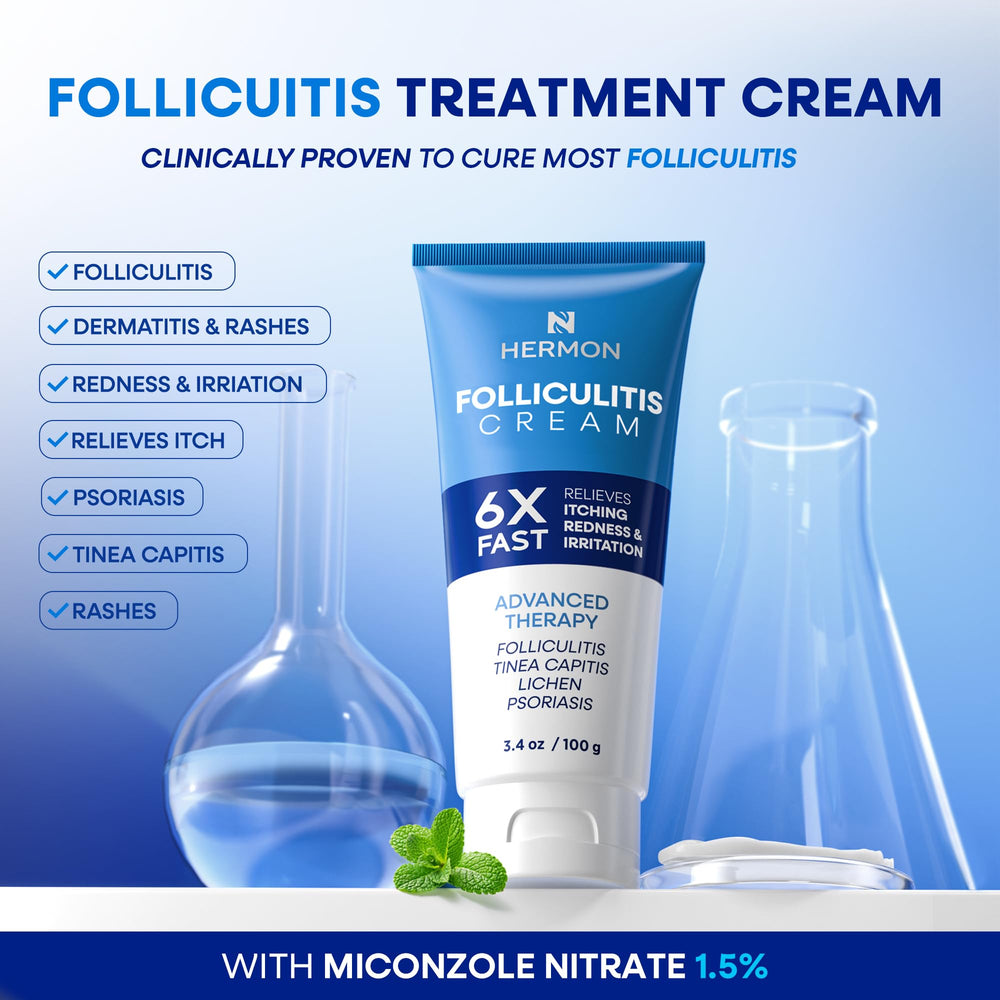 Hands applying Hermon cream to scalp or skin