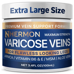Hermon varicose cream bottle close-up for daily leg support