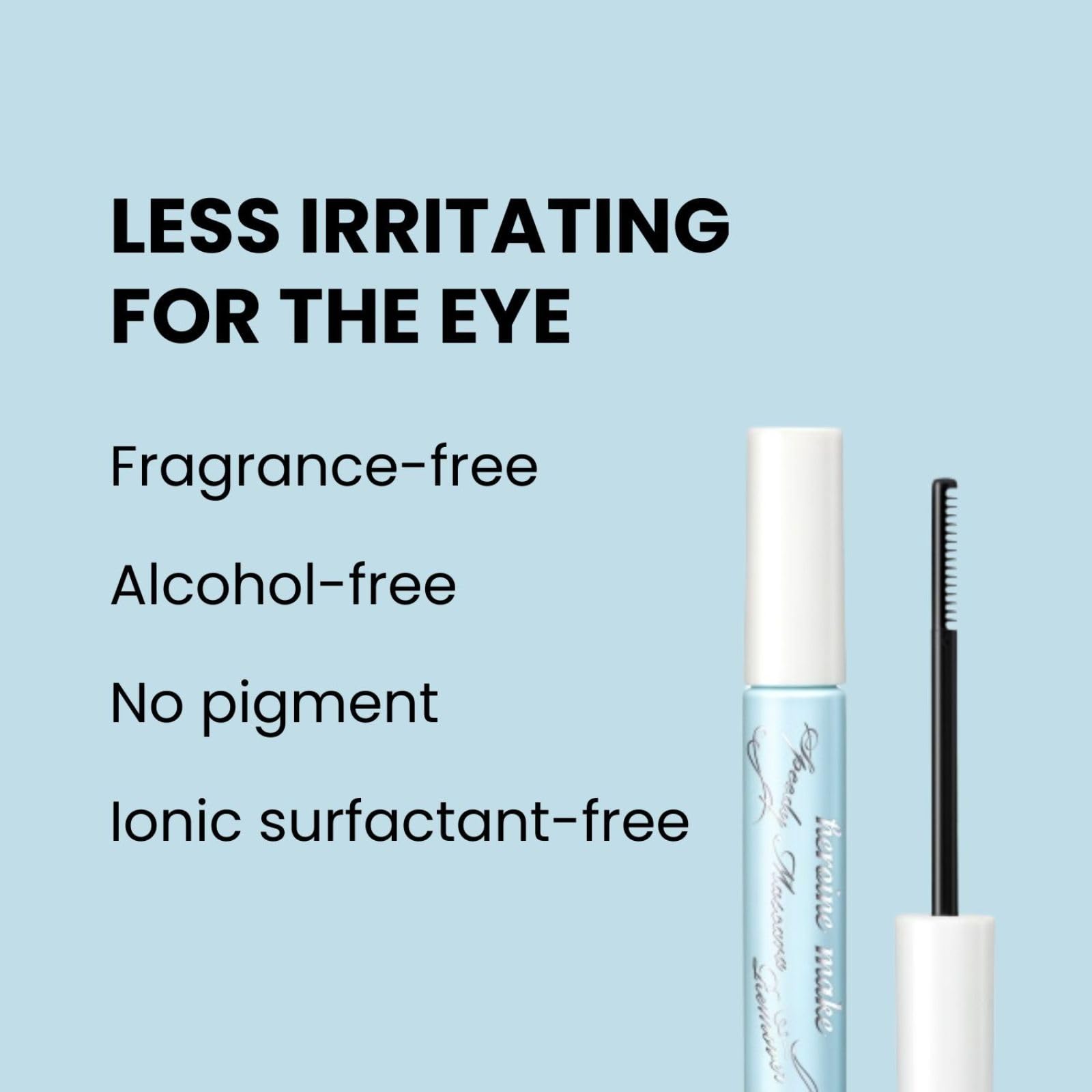 Heroine Make remover bottle for oil-free gentle mascara removal.