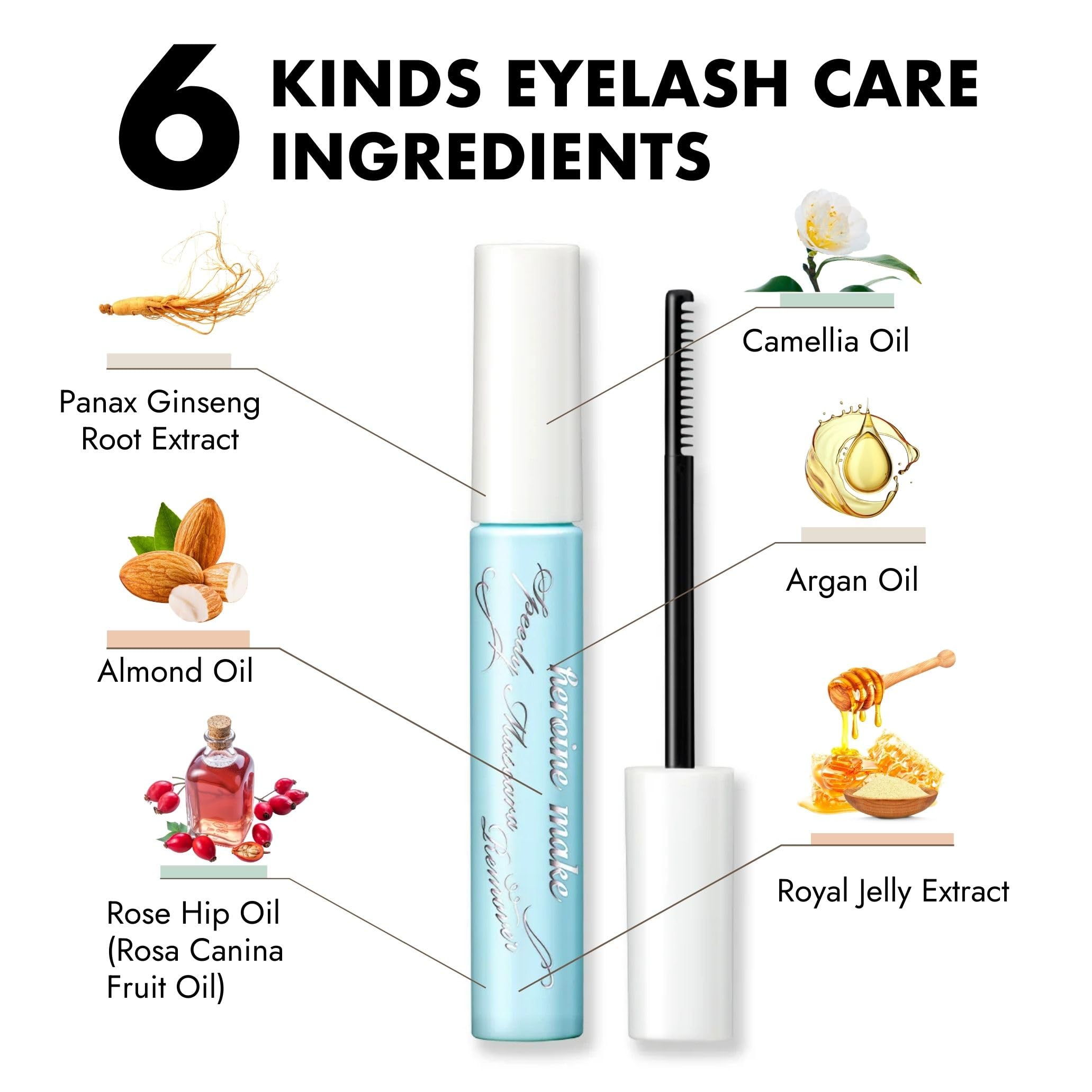 Heroine Make Speedy Mascara Remover enriched with oils nourishes lashes while removing makeup.