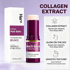 Her+ Calcium Multi Balm Stick near the eye area for gentle, hydrating care.