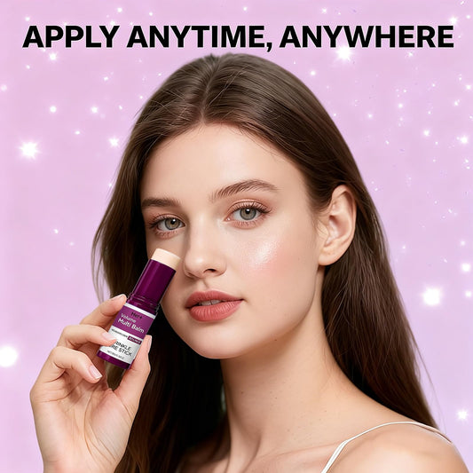 Her+ Calcium Multi Balm Stick texture close-up showing smooth, non-greasy absorption.