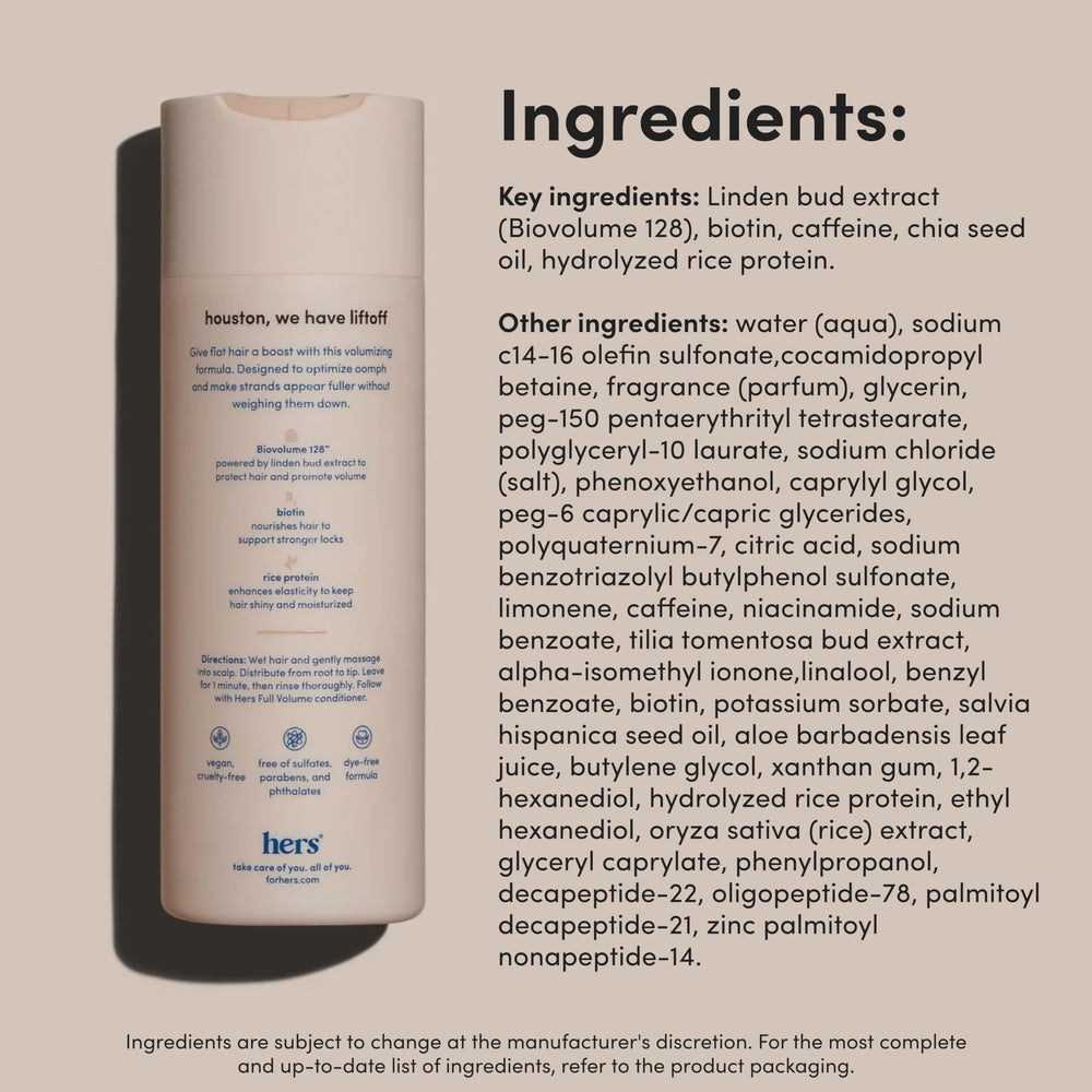 hers Full Volume Shampoo vegan and cruelty-free certification icons