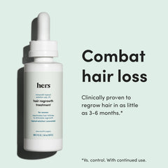 hers minoxidil 2% foam application with airy texture for easy, mess-free use