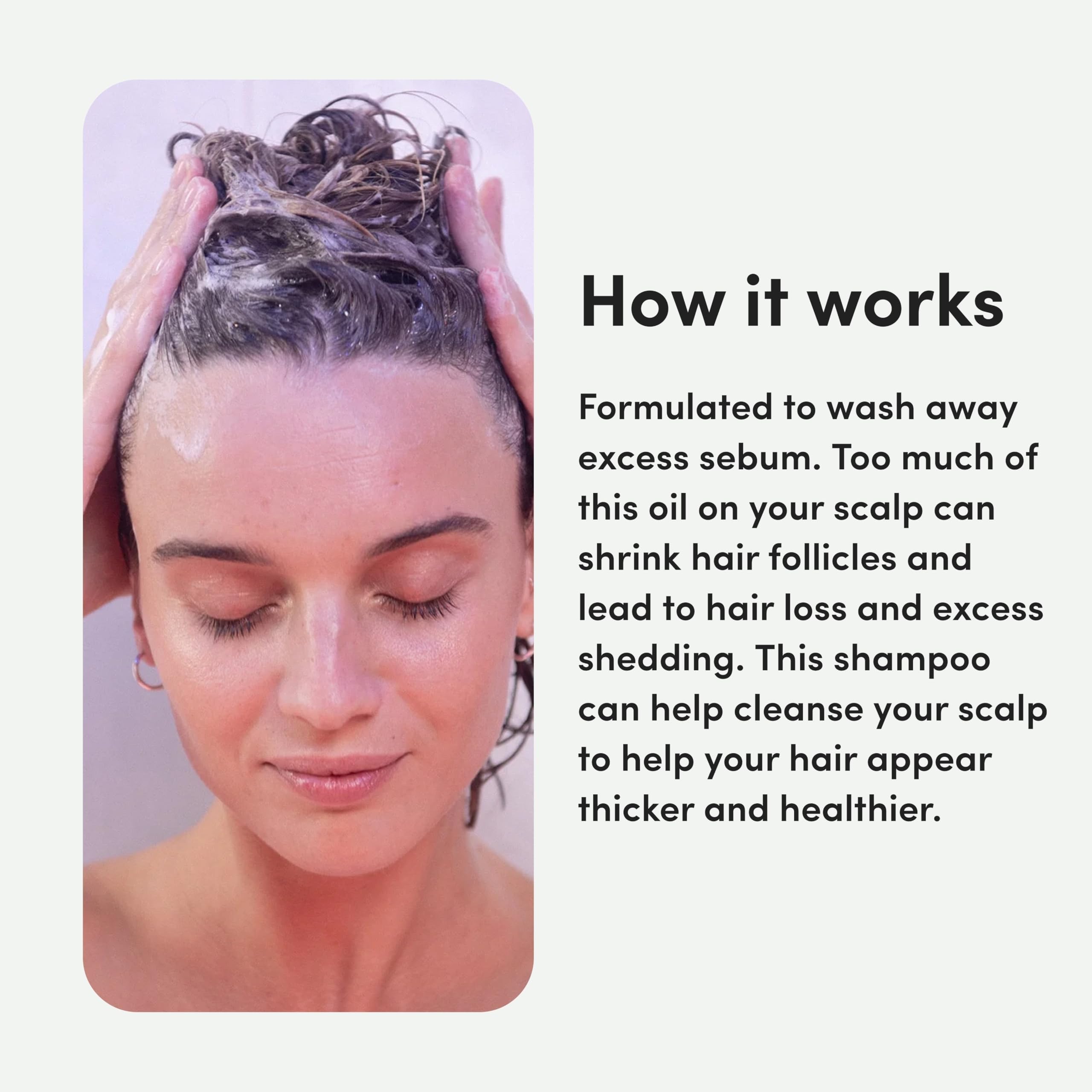 hers Triple Threat Shampoo rich lather demonstrates gentle cleansing and hydration