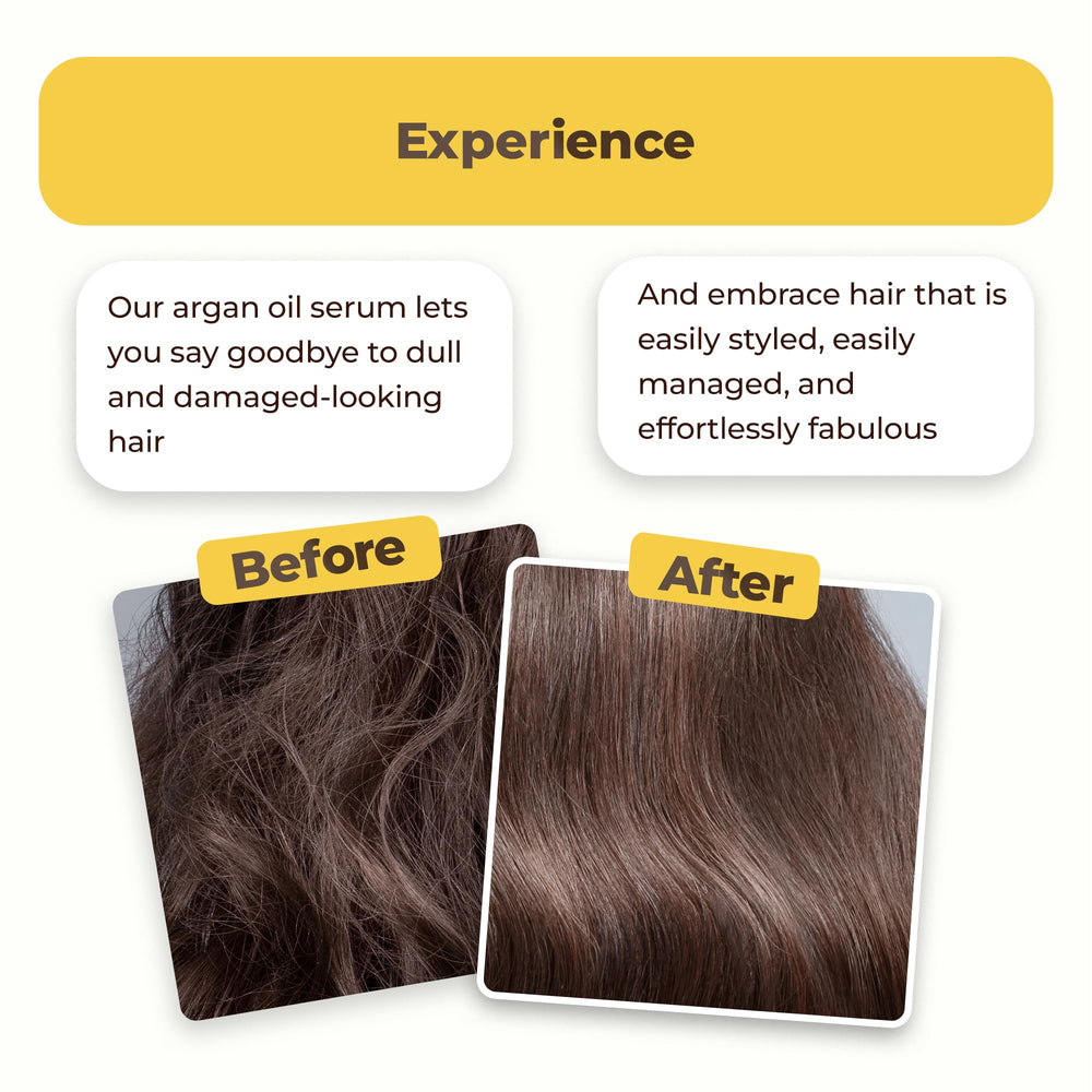 Hair with smooth finish after applying HerStyler Advanced Argan Oil Serum