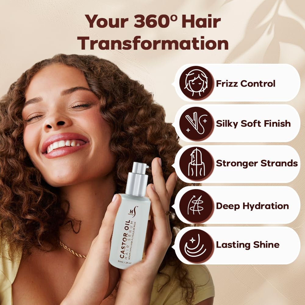 HerStyler Castor Oil Hair Serum dropper close-up for precise daily use.
