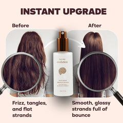 Apply through damp hair for shine using HerStyler Evolution Argan Oil Serum.