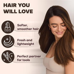 Salon-style straightened hair with a light sheen from HerStyler Evolution Argan Oil Serum.