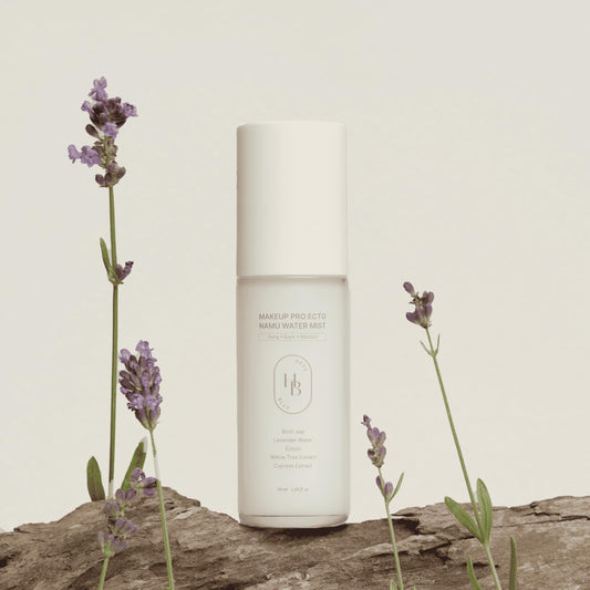 HEVEBLUE Premium Albea pump highlights ergonomic spray for precise makeup setting.