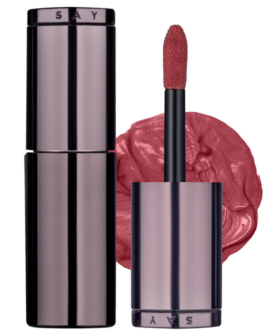 HEVVYMAKEUP Blurring Effect Lip Tint packaging close-up highlights premium design and vegan branding.