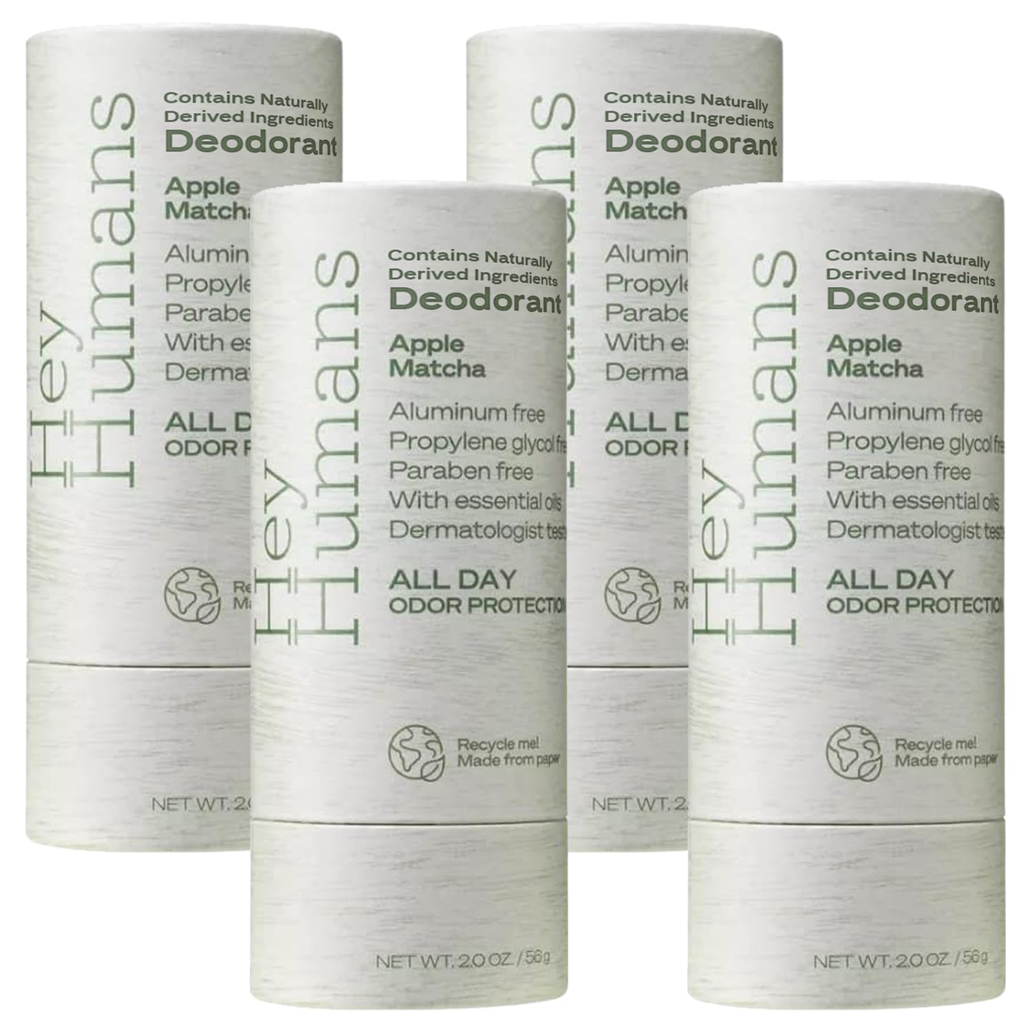 Hey Humans Apple Matcha deodorant bottle with aluminum-free formula for all-day freshness.
