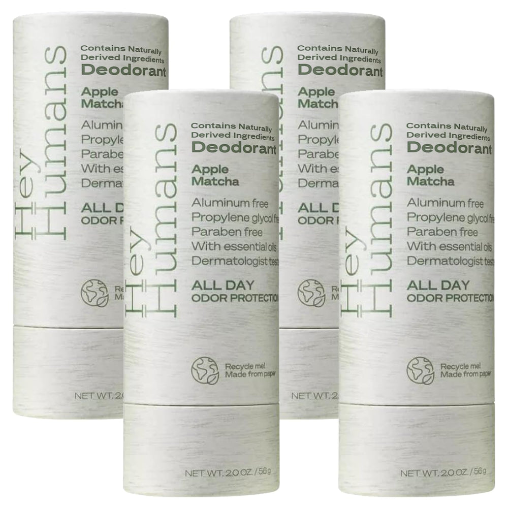 Hey Humans Apple Matcha deodorant bottle with aluminum-free formula for all-day freshness.