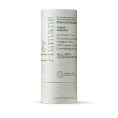 Hey Humans Apple Matcha deodorant bottle with aluminum-free protection for all-day freshness.