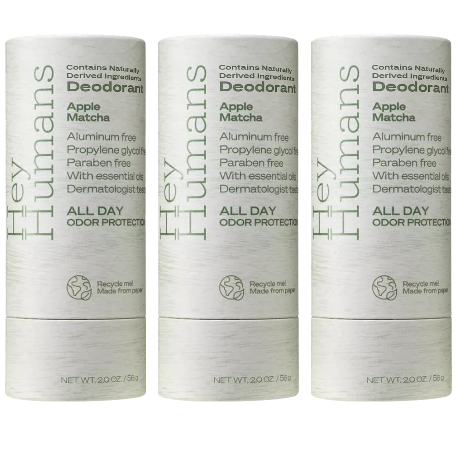 Hey Humans Apple Matcha deodorant bottle with all-day freshness shown