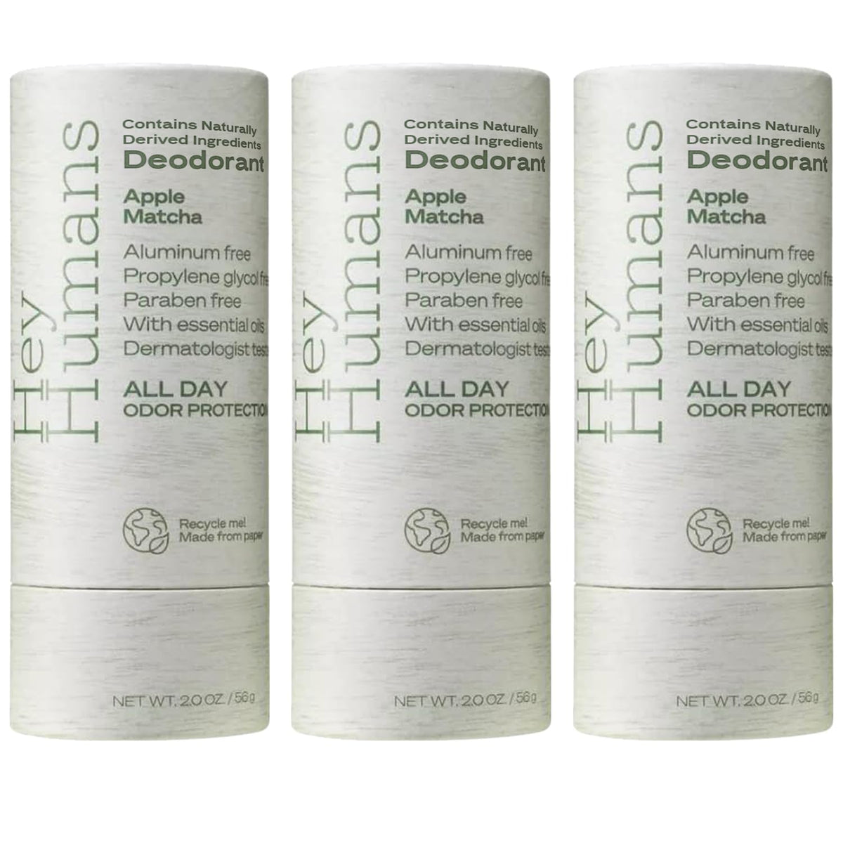 Hey Humans Apple Matcha deodorant bottle with all-day freshness shown
