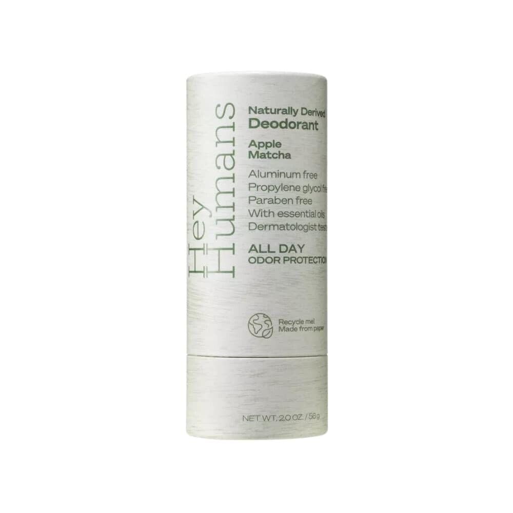 Hey Humans deodorant Apple Matcha scent shown, offering all-day odor protection and gentle skin care.