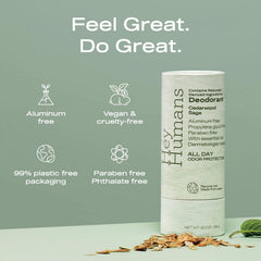 Hey Humans deodorant ingredients close-up highlighting natural oils and shea butter for skin comfort.