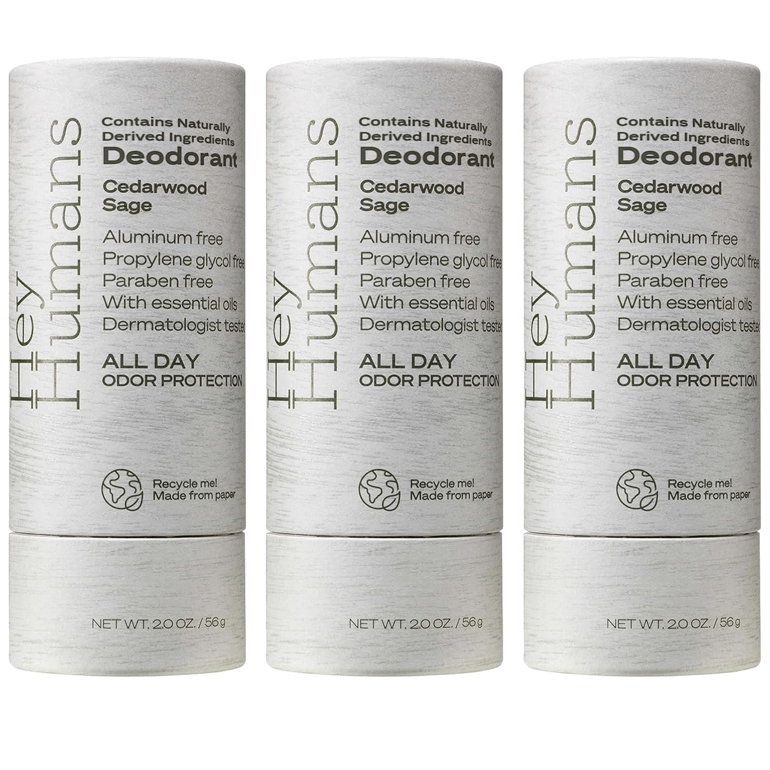 Hey Humans cedarwood sage deodorant bottle for all-day odor control