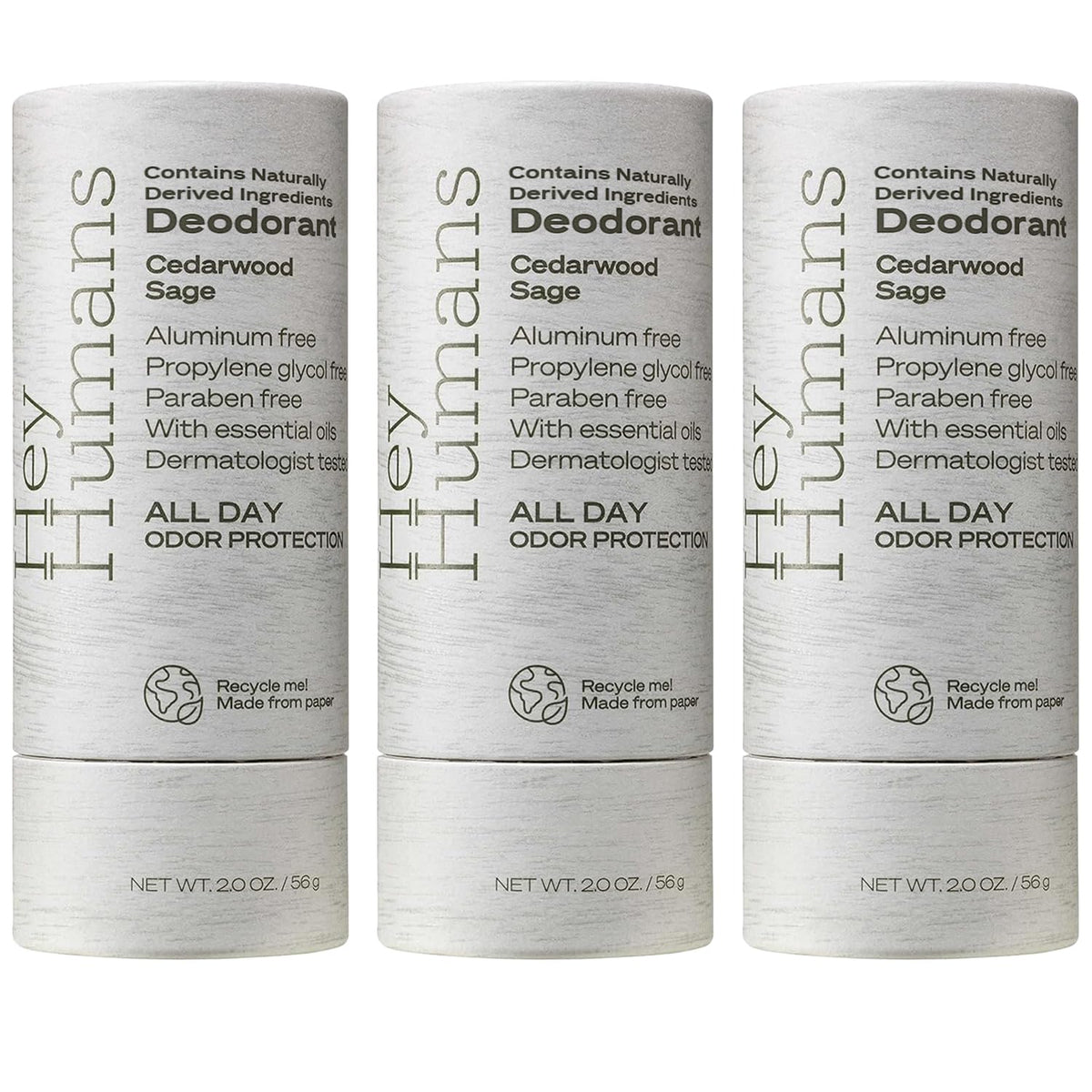 Hey Humans cedarwood sage deodorant bottle for all-day odor control