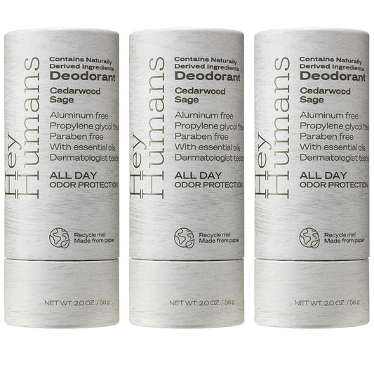 Hey Humans cedarwood sage deodorant bottle for all-day odor control