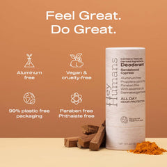 Hey Humans deodorant natural ingredients highlight coconut oil and essential oils for skin wellness.