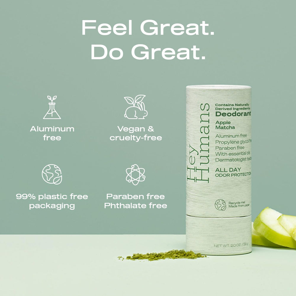 Hey Humans deodorant stick in hand during application for daily protection