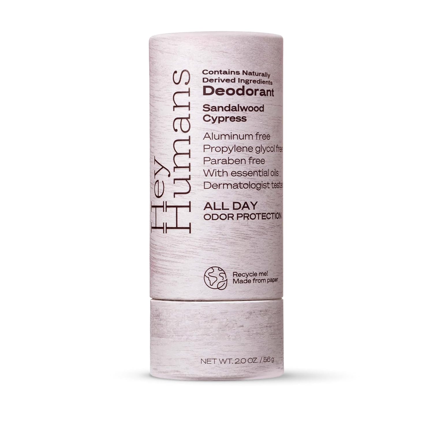 Hey Humans deodorant stick application shows smooth glide for all day odor control.