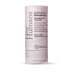Hey Humans deodorant stick application shows smooth glide for all day odor control.