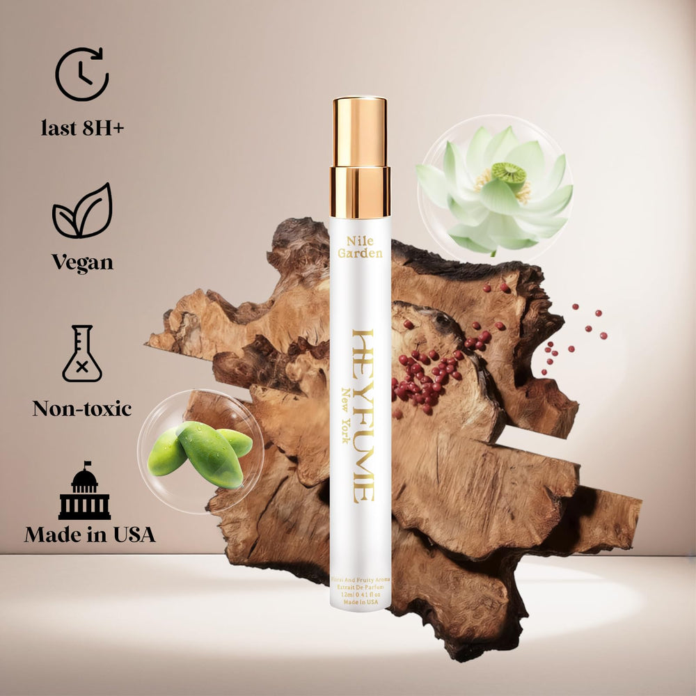 HEYFUME travel-size EDP shown for convenient on-the-go touch-ups