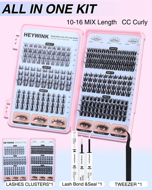 HeyWink CC curl lashes 10-16mm for a wide-eyed effect.