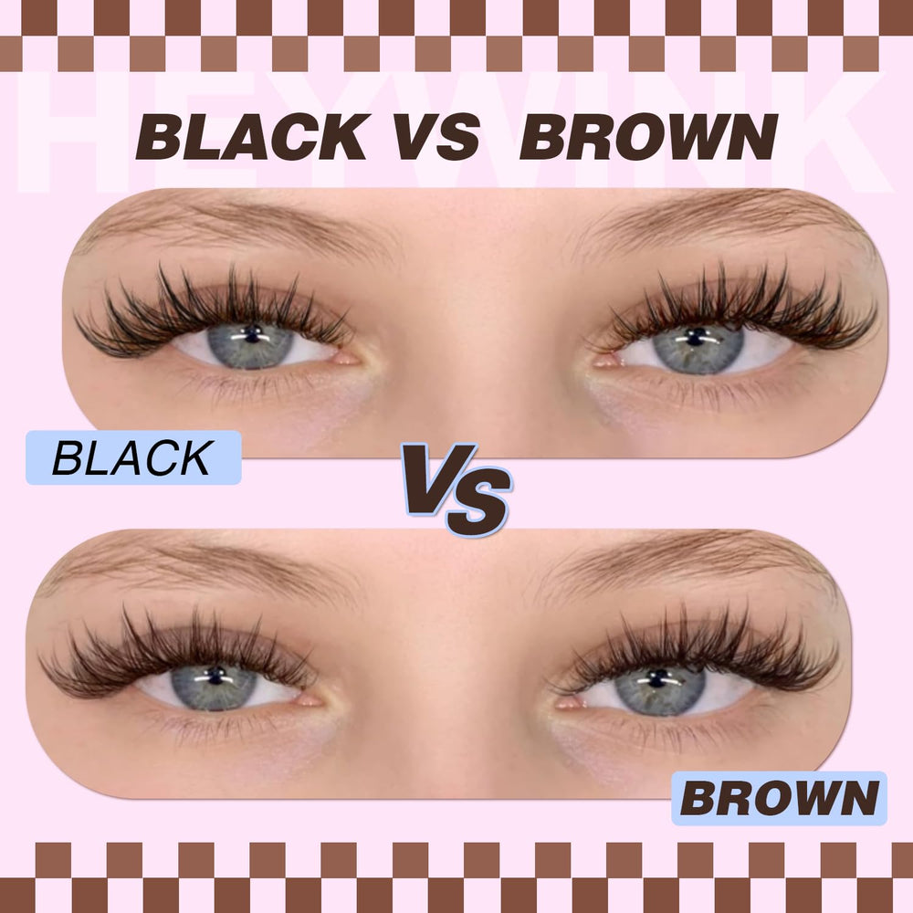 HEYWINK D curl brown lashes 8-14mm lift eyes with softer dimension