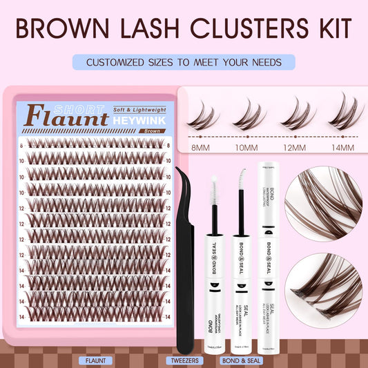 HEYWINK dark brown DCurl clusters closeup shows lightweight, blendable lash volume