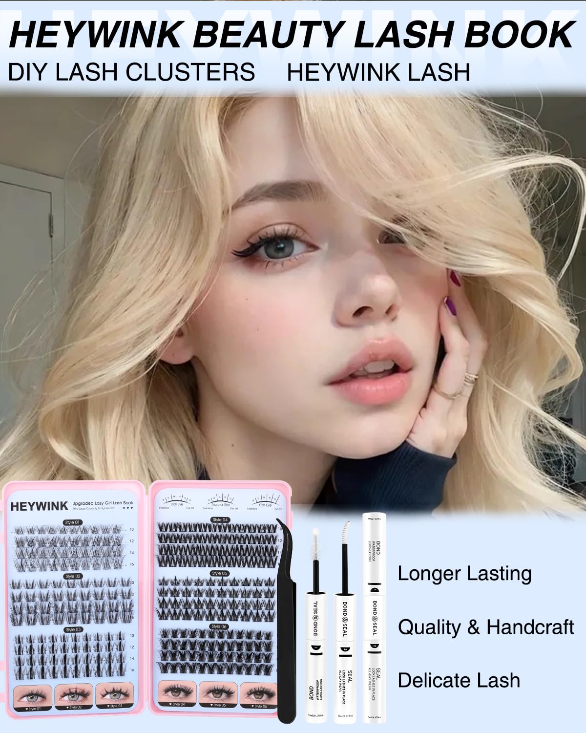 HeyWink lash bond and seal ensures secure, long-lasting hold.