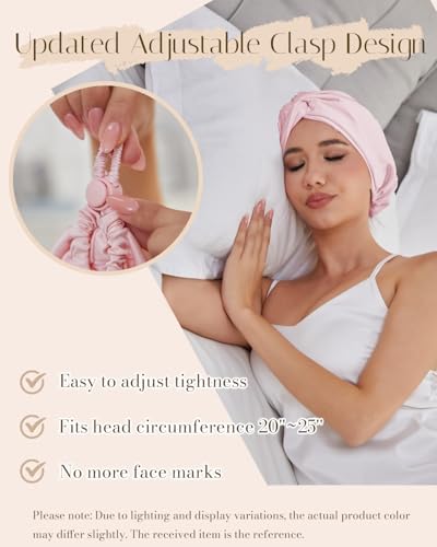 HFRHTGY double-layer satin bonnet reduces friction and minimizes tangles overnight
