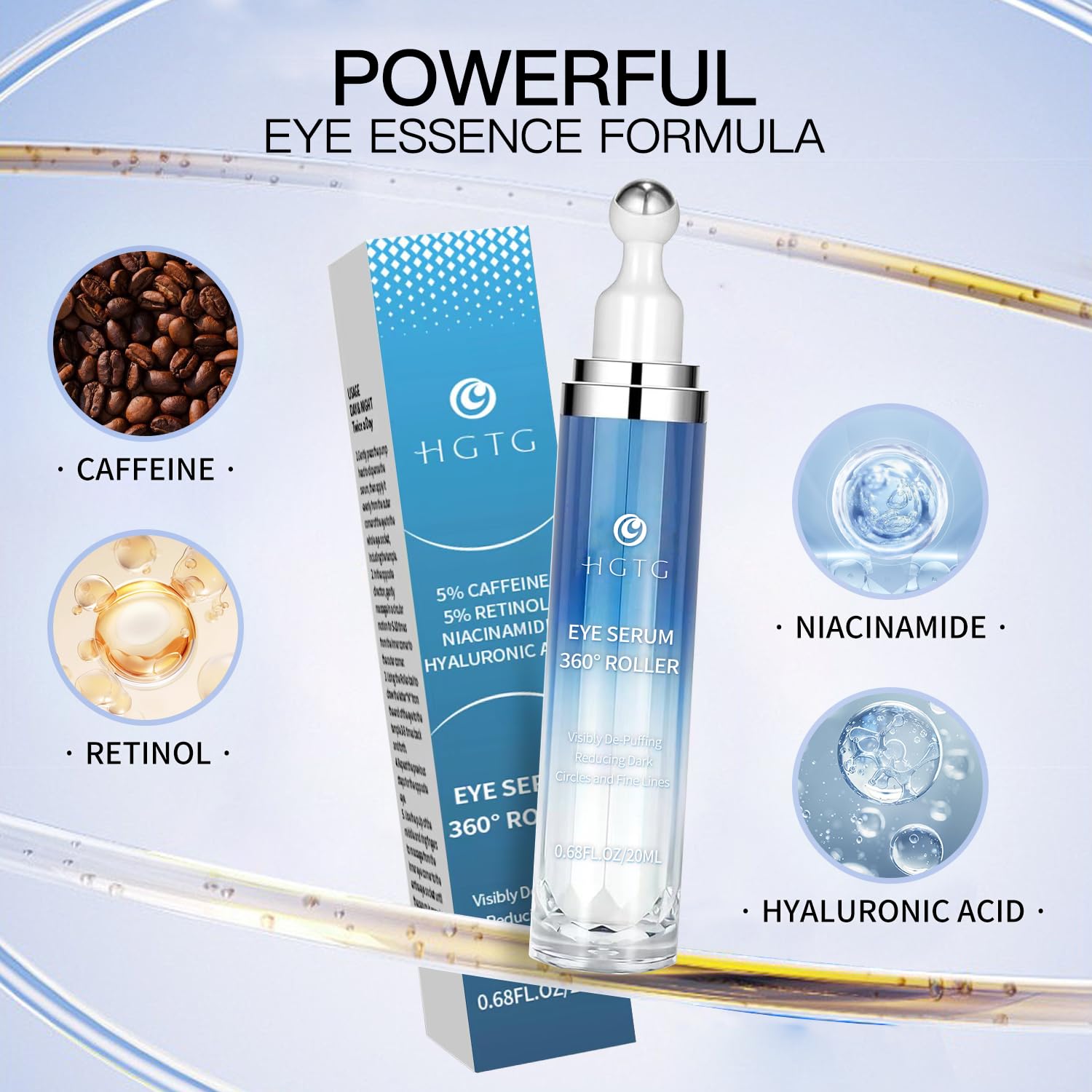 HGTG Eye Serum with 5% caffeine supports microcirculation around the eyes