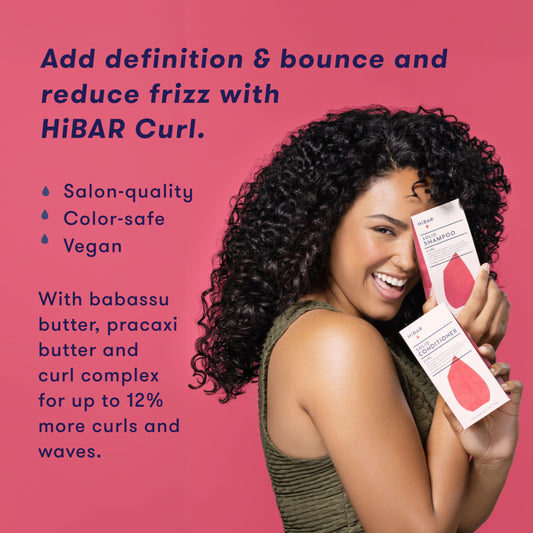 HiBAR Curl Conditioner Bar application for hydrated, smooth curls.