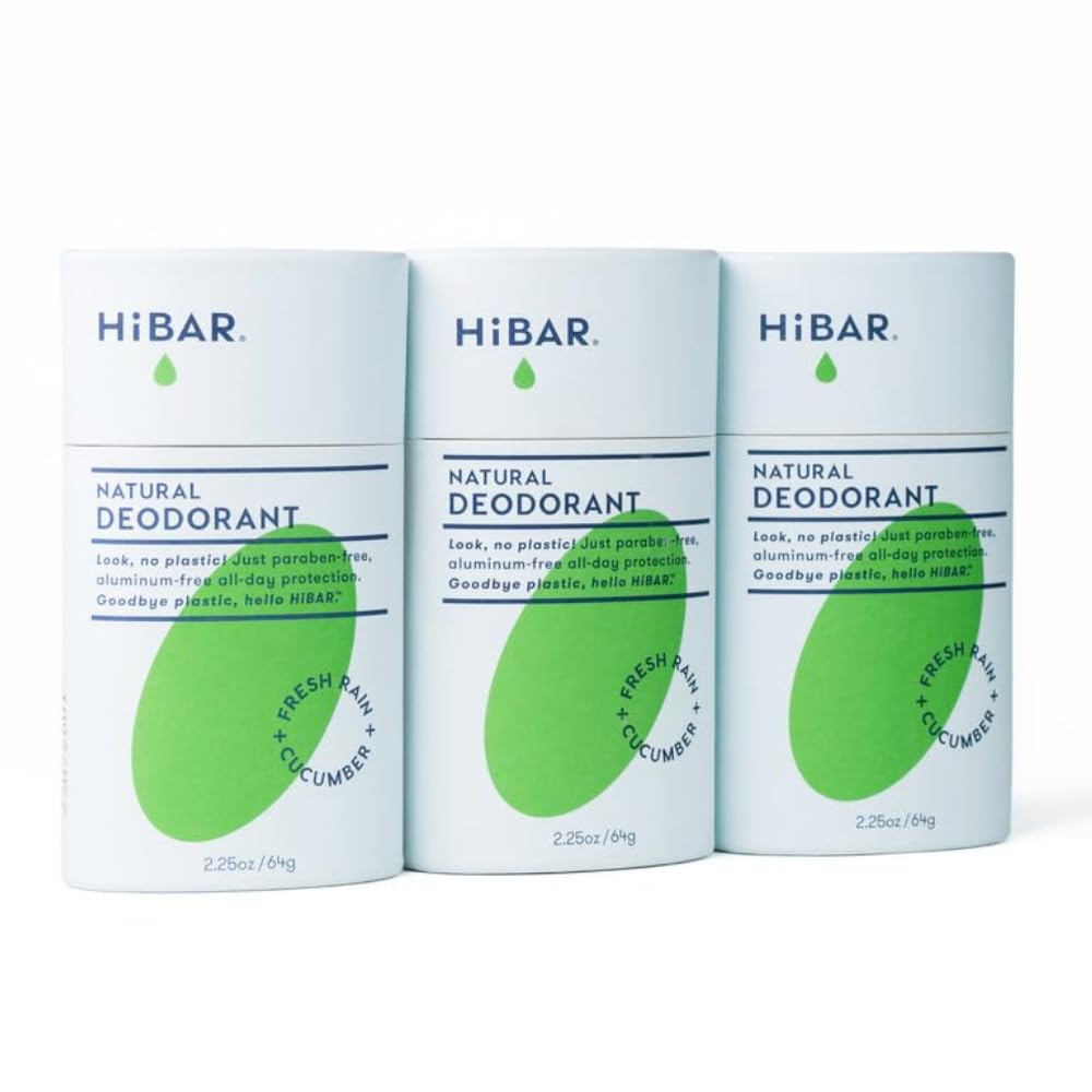 HiBAR Fresh Rain & Cucumber 3-pack on display for all-day freshness.