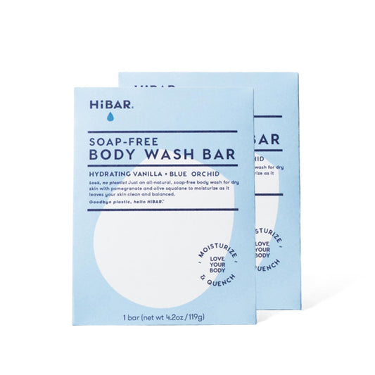 HIBAR Hydrate bar front view emphasizes plastic-free, travel-friendly packaging.