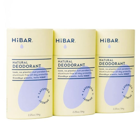 HIBAR Lavender & Jasmine deodorant tube with plastic-free packaging for daily freshness.