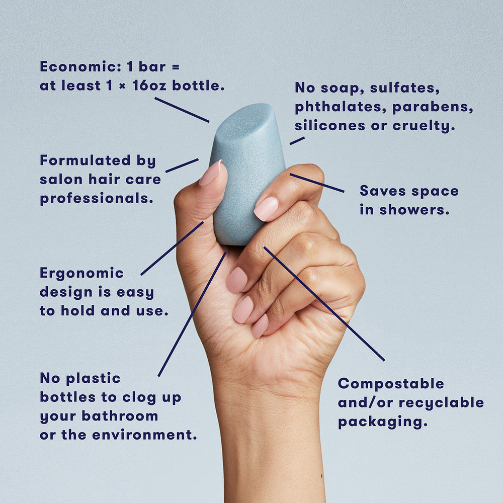 HIBAR Soothe shampoo bar applied to wet hair for gentle cleansing