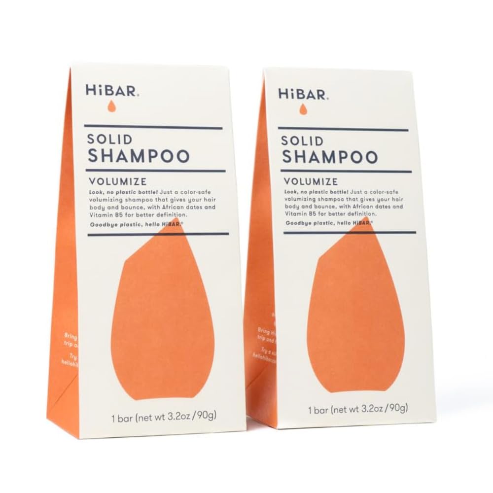 HIBAR Volumize shampoo bar 2-pack front view, travel-ready packaging.