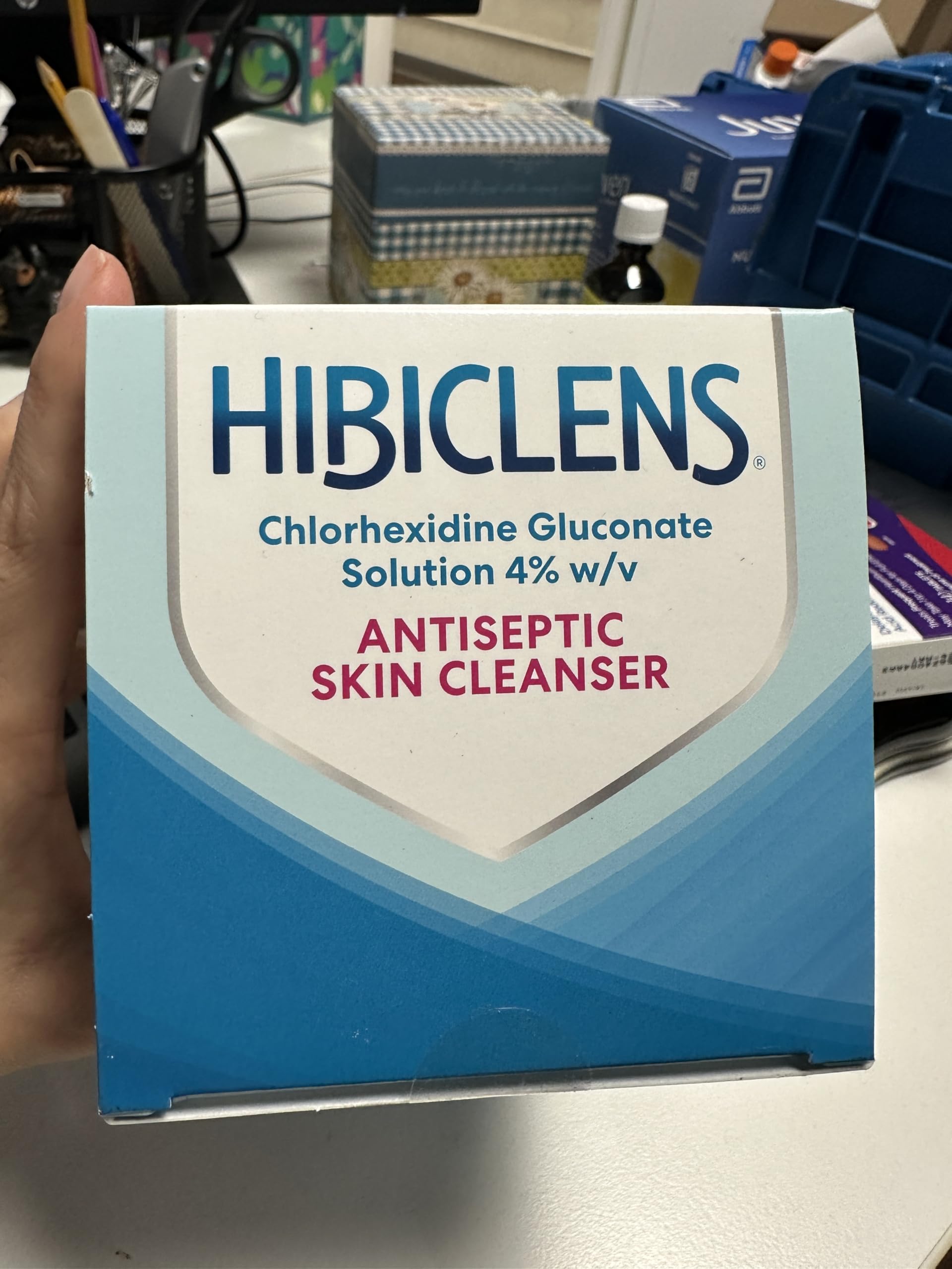 Hibiclens surgical hand scrub used in clinical prep for cleanliness.