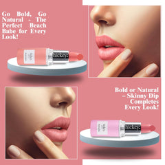 Hickey Lipstick Beach Babe swatches on lips show versatile pink