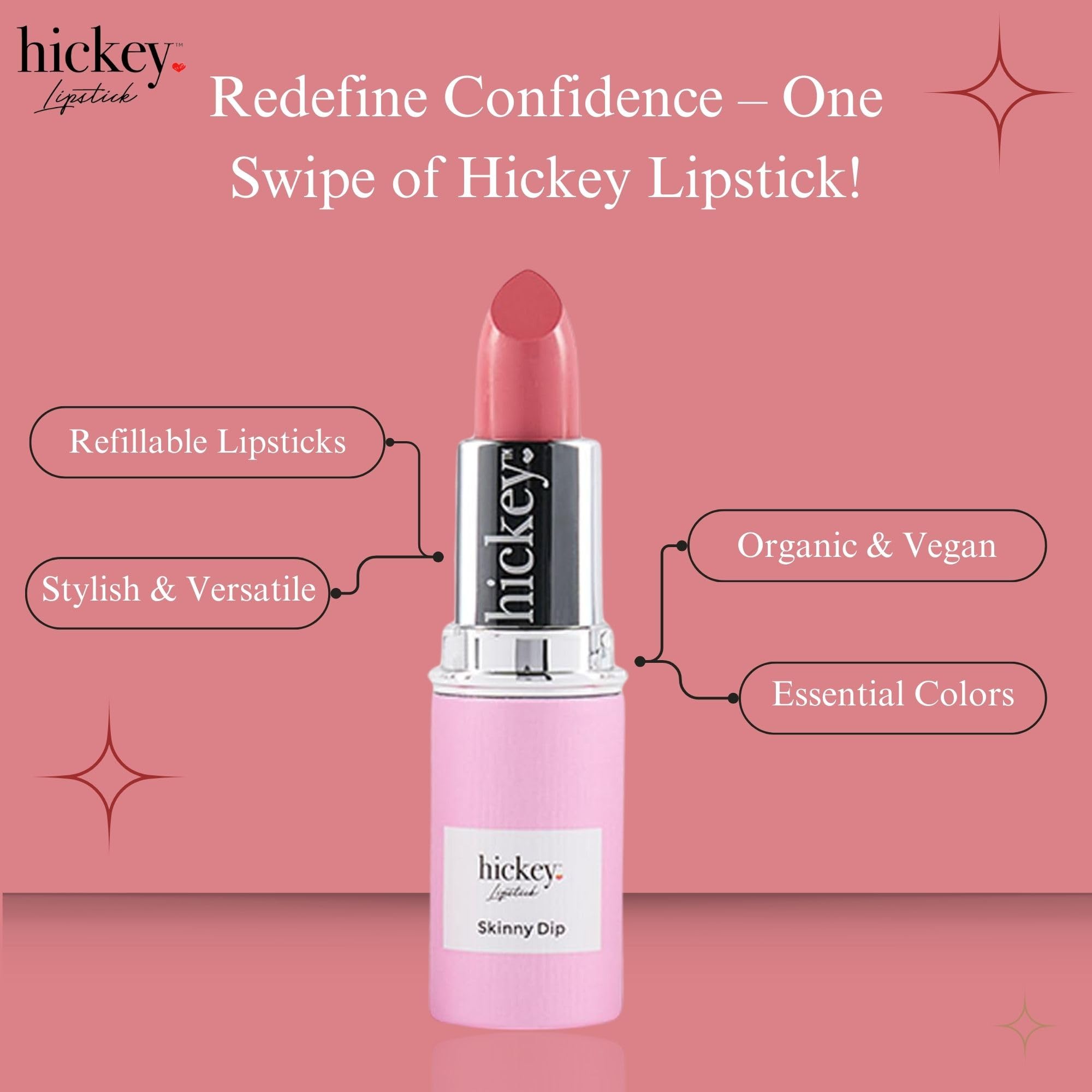 Hickey Lipstick Beach Babe and Skinny Dip boxed set on display for quick color selection