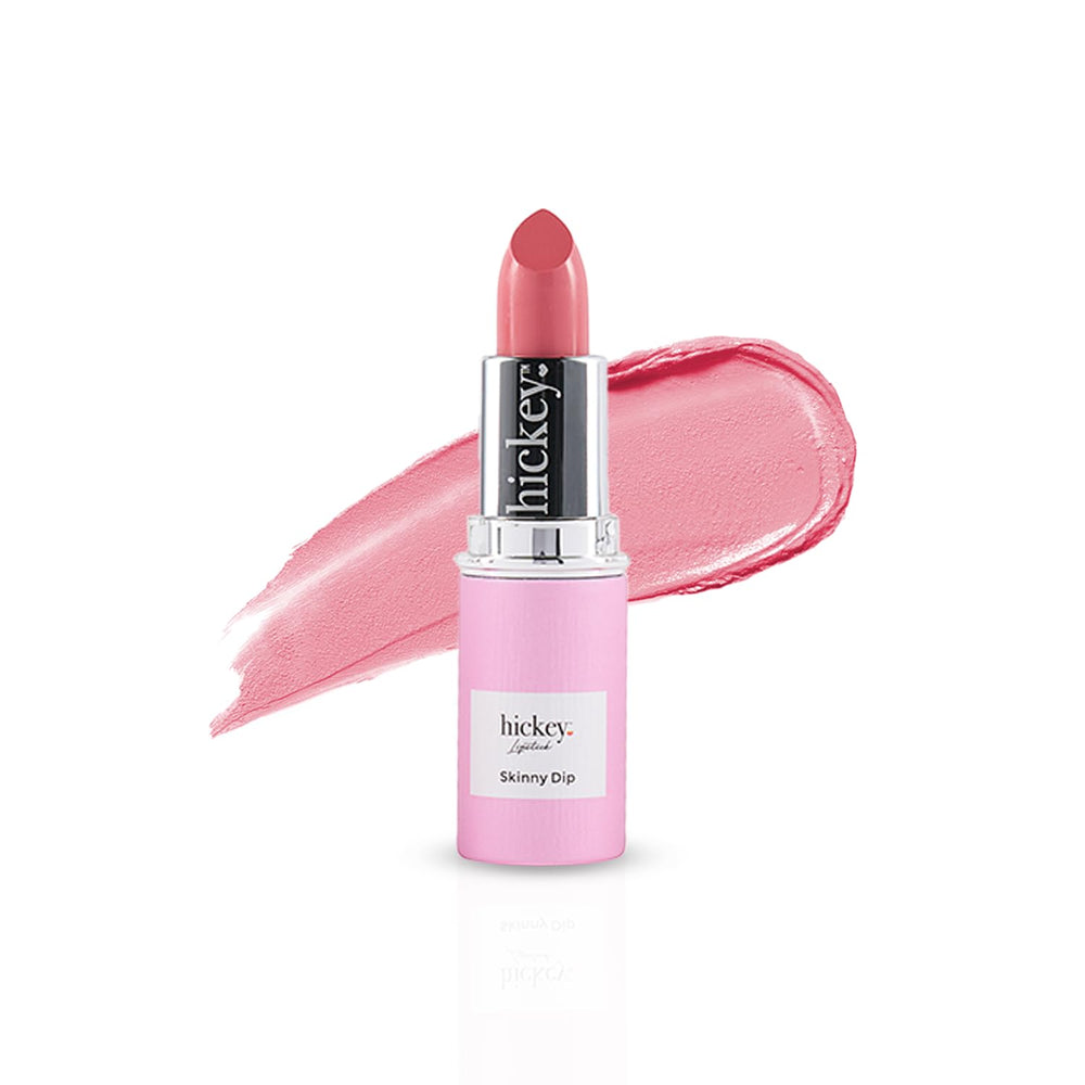 Hickey Lipstick Fashion Week Skinny Dip swatch delivers soft pink with smooth conditioning