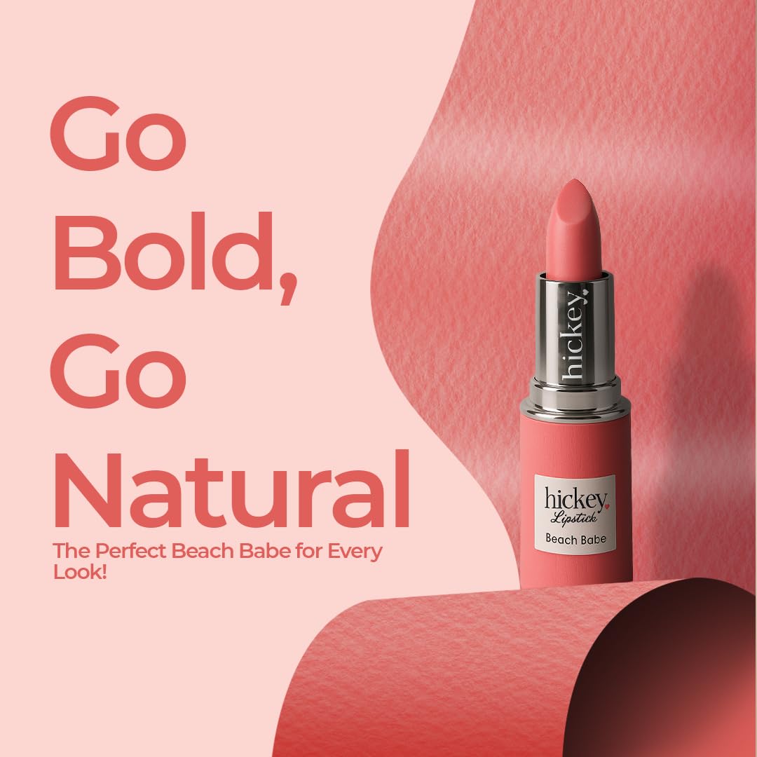 Hickey Lipstick Refill Beach Babe Coral long-wearing shade on skin.