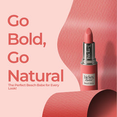 Hickey Lipstick Refill Beach Babe Coral long-wearing shade on skin.
