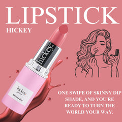 Hickey Lipstick Skinny Dip swatches on lips reveal coral charm