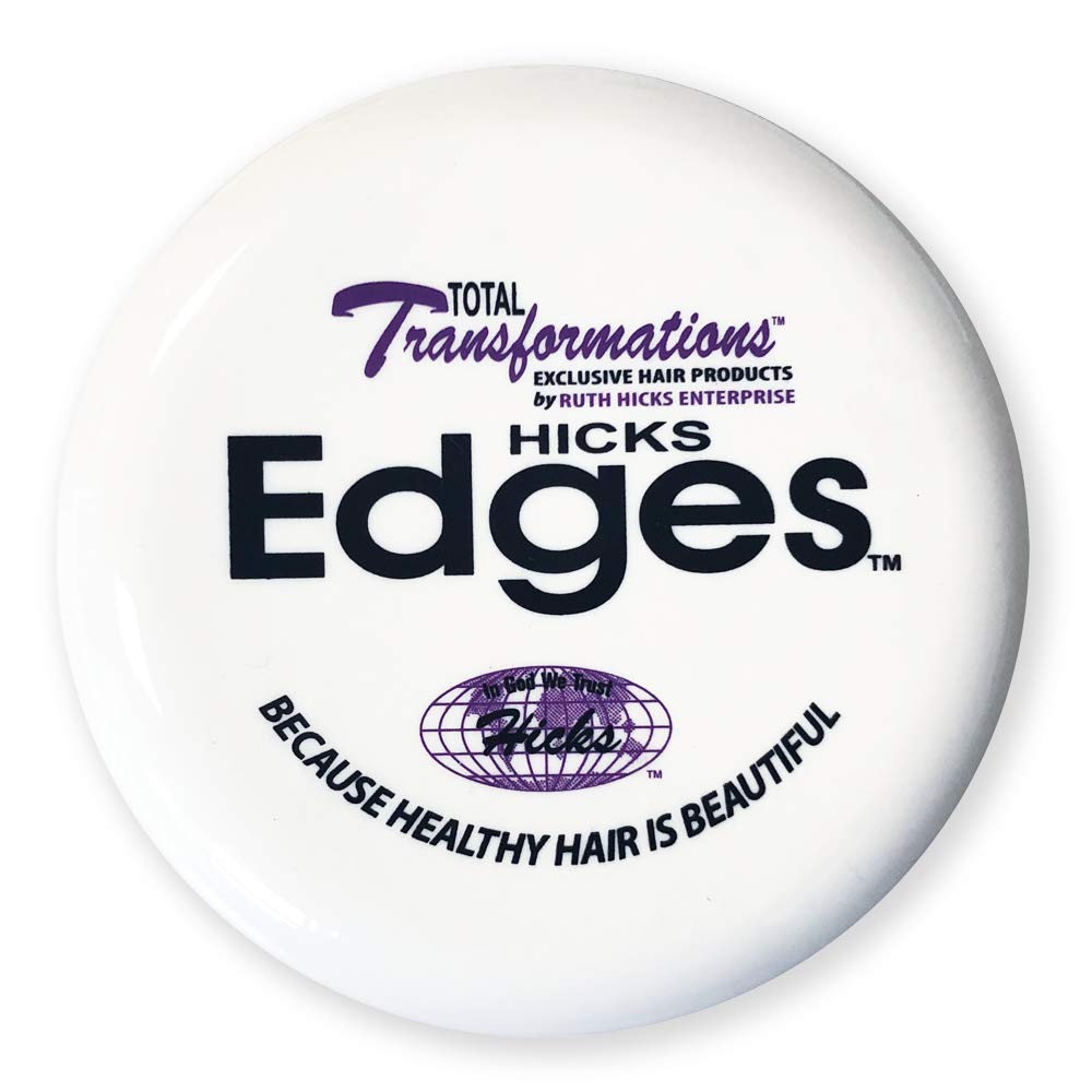 Hicks Edges Pomade jar closeup showing firm hold and natural shine.